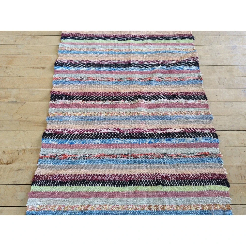 Antique Imported Swedish HandMade Rag Rug Runner (22.5 x 133 inches )‎